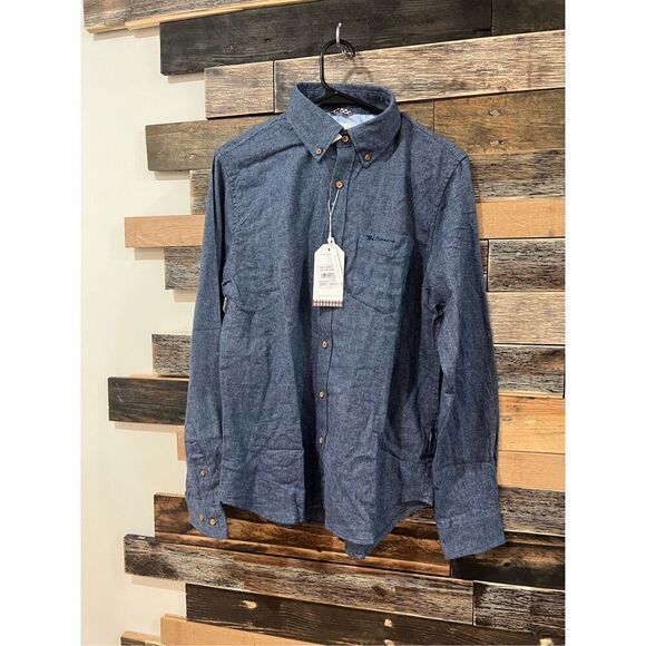 Ben Sherman NWT Men's Navy Blue Flannel Shirt sz Small - Picture 1 of 5